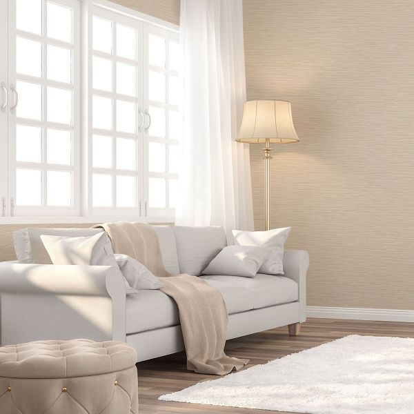 Roma Linear Texture Heavyweight Vinyl Wallpaper Beige - Elevate Your Home's Interior